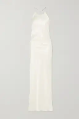 Michael Lo Sordo Georgia Open-Back Crystal-Embellished Silk-Satin Maxi Dress White Size XS/ AU 6 for rent on The Volte - image 3