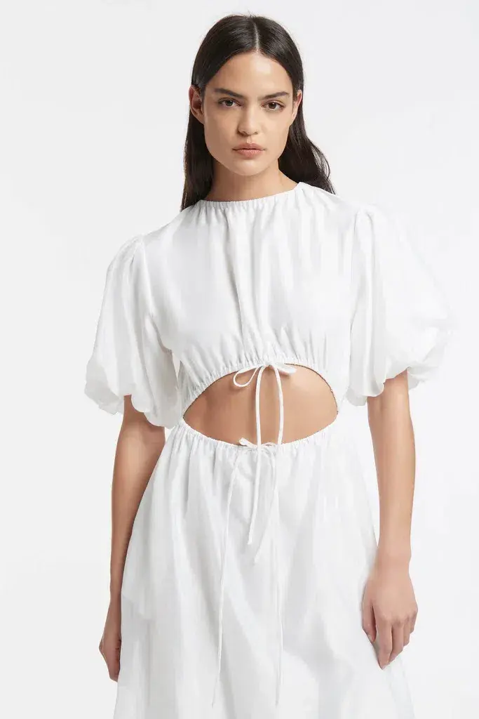 Sir the Label Franc Puff Sleeve Mini Dress in Chalk White Size 1 for rent on The Volte - main image