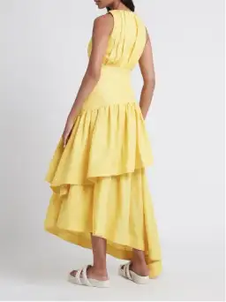 Aje Caliente Tiered Cut Out Midi Dress Yellow Size 12 for rent on The Volte - image 2