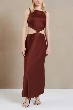 Bec and Bridge Cherry Camilla Cut Out Maxi Dress in Brown Size 8