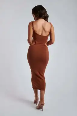 Meshki Yasmin Cut Out Knitted Dress Brown Size 8