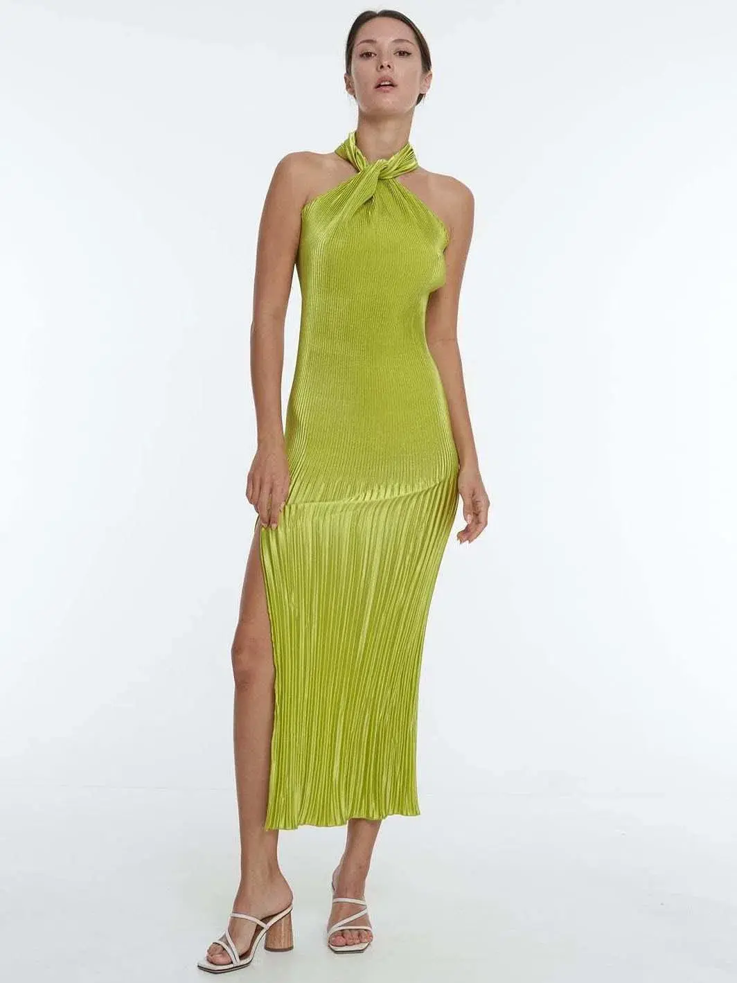 L’idee soirée pleated halter dress for rent on The Volte - main image