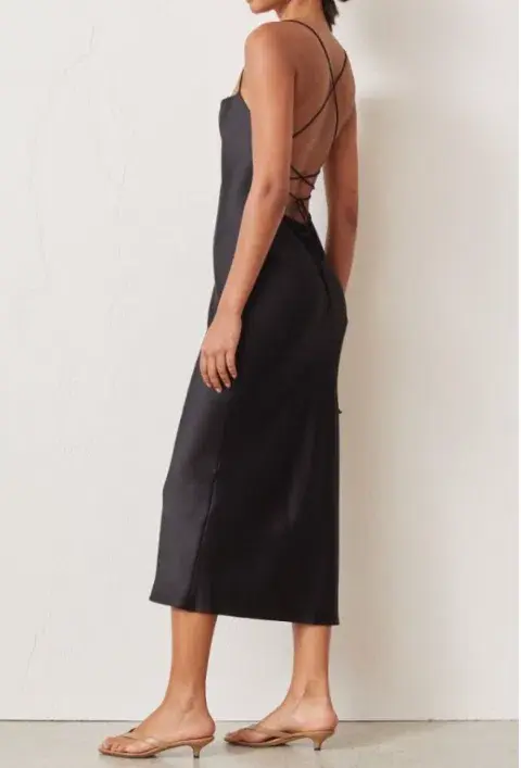 Bec and Bridge Seraphine lace up Black silk Dress - Image 3