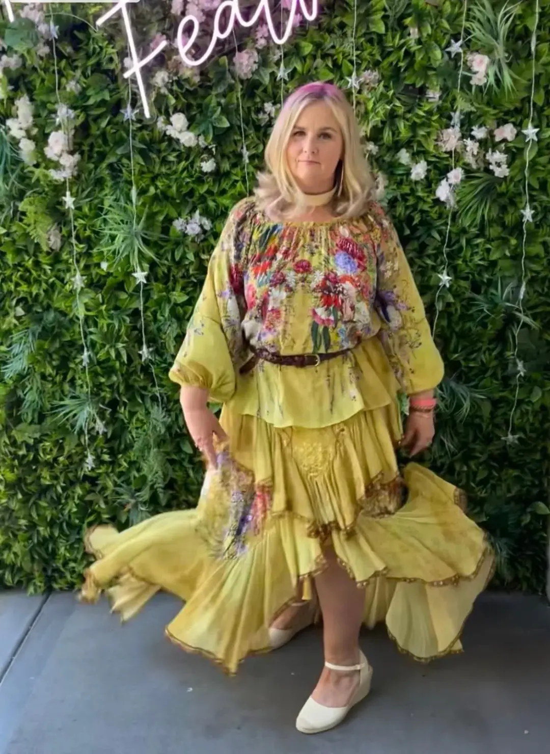 Camilla Among the Gumtrees Off Shoulder Halter Top and Maxi Skirt With Double Frill Set Print Size L for rent on The Volte - main image