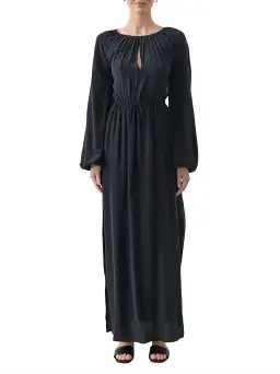 Joslin Lois Silk Maxi Dress in Sandwash Black for rent on The Volte - image 1