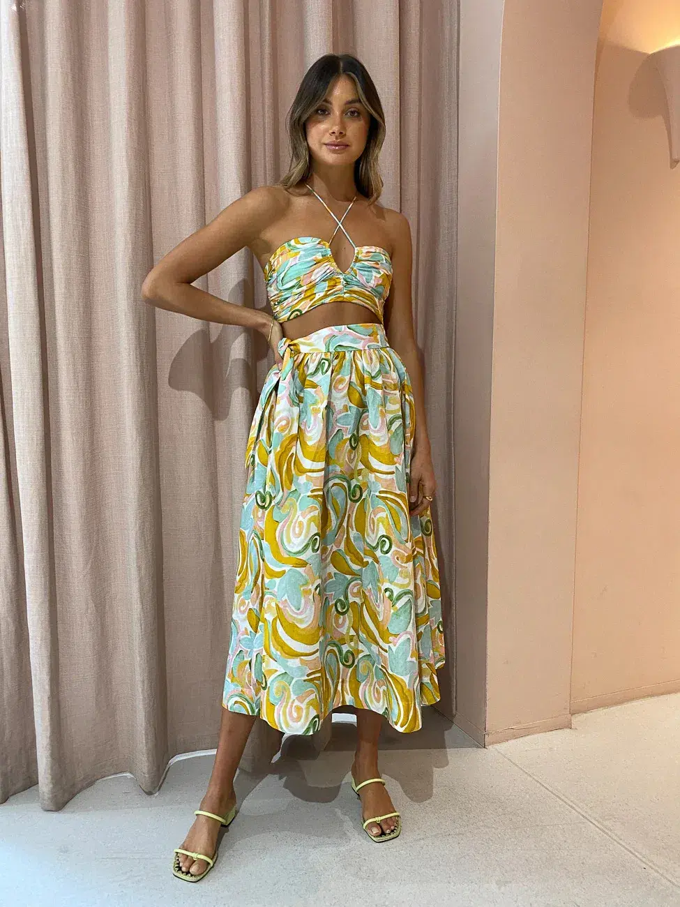 Steele Allegro Peta Crop and Brandt Midi Skirt Set Print Size Small for rent on The Volte - main image