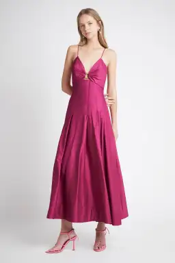 Aje Solstice Strappy Ring Midi Dress in Fuchsia Pink