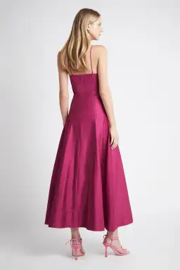 Aje Solstice Strappy Ring Midi Dress in Fuchsia Pink