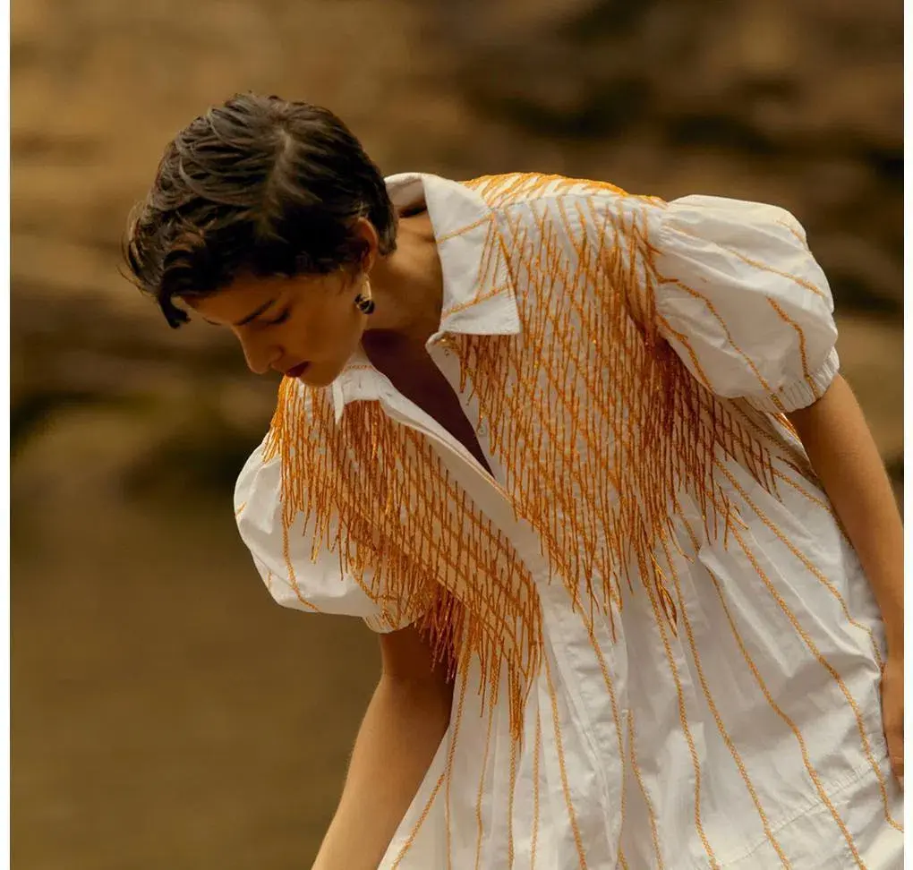 Aje Collective Marigold Beaded Dress White Size 8 - Image 5