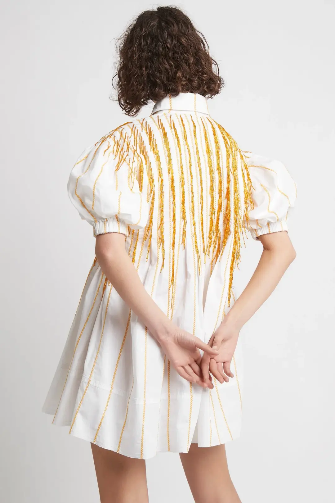 Aje Collective Marigold Beaded Dress White Size 8 for rent on The Volte - main image