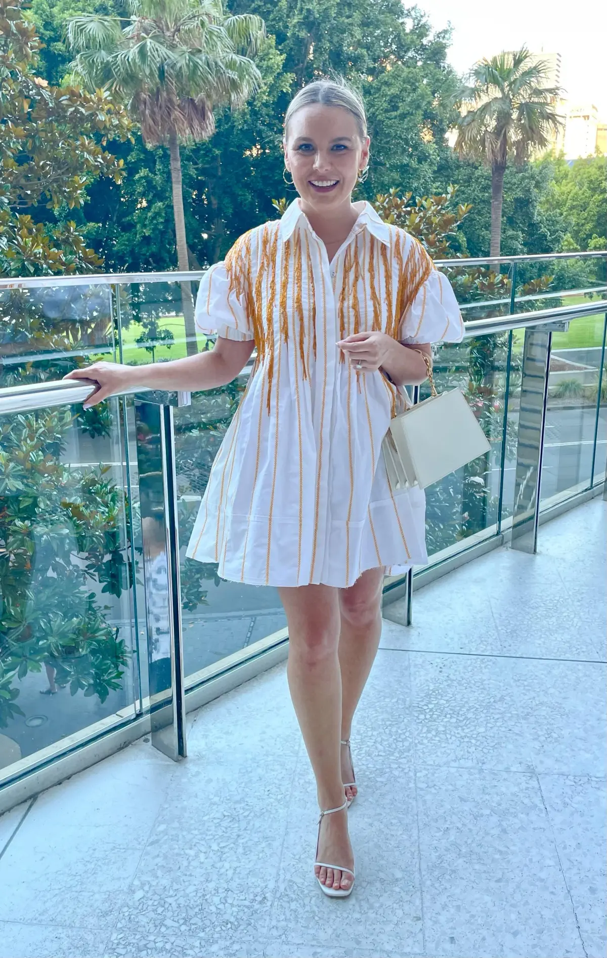 Aje Collective Marigold Beaded Dress White Size 8 - Image 1