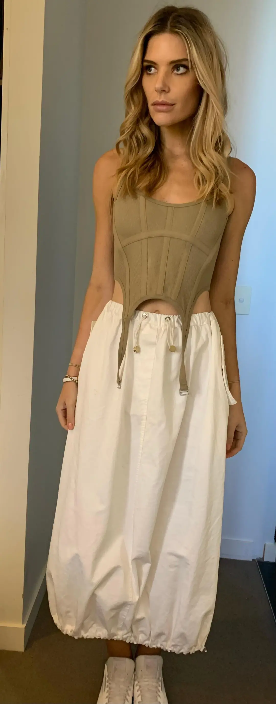 Dion Lee Cropped Corset Top Stone Green Size 6 for rent on The Volte - main image