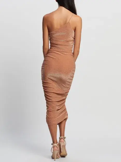 Third Form Shimmer One Shoulder Midi Dress Peach Size 8 for rent on The Volte - main image