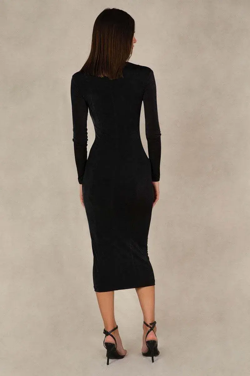 Misha Tara Midi Dress Black Size 6/XS for rent on The Volte - main image