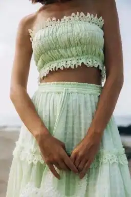 Steele Jacqui Crop and Paige Skirt Set in Pear Green