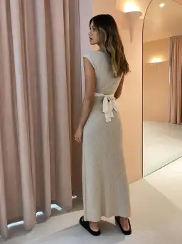 Bec & Bridge Burrows Knit Midi Dress Sand Size 6 for rent on The Volte - image 2