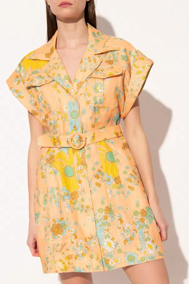 Zimmermann Lola Roll Cuff Mini Dress Print Size 12 for rent on The Volte - main image