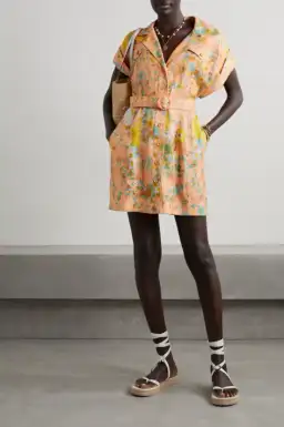 Zimmermann Lola Roll Cuff Mini Dress Print Size 12 for rent on The Volte - image 1