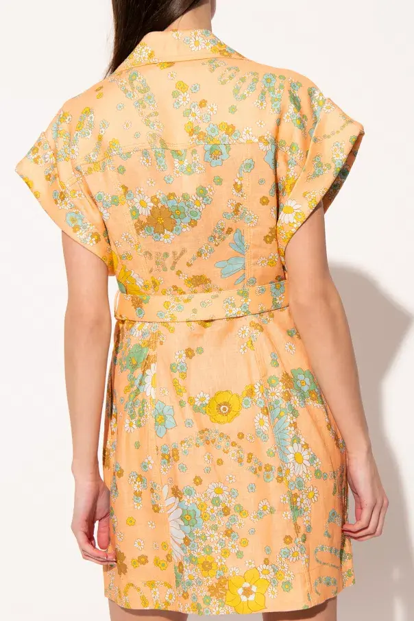 Zimmermann Lola Roll Cuff Mini Dress Print Size 12 for rent on The Volte - main image