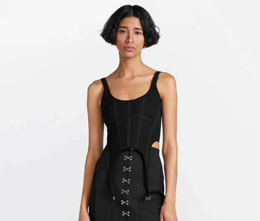 Dion Lee Rib Combat Corset Top Black Size 6 for rent on The Volte - main image