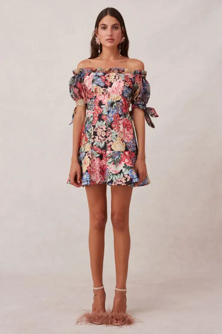 Keepsake The Label Runaway Dress in Black Hydrangea Print Size 8 for rent on The Volte - main image