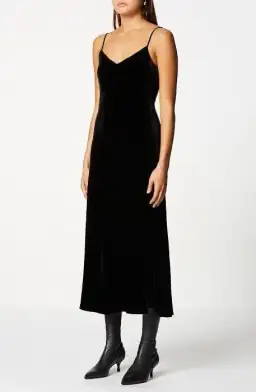 Scanlan Theodore Velvet Bias Slip Dress Black