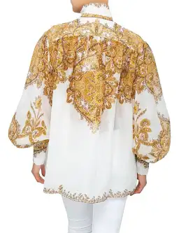 Zimmermann Zippy Billow Blouse Golden Paisley Size 1 / Au 10 for rent on The Volte - image 3