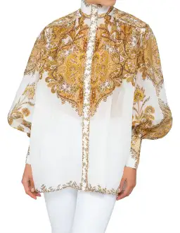 Zimmermann Zippy Billow Blouse Golden Paisley Size 1 / Au 10 for rent on The Volte - image 2