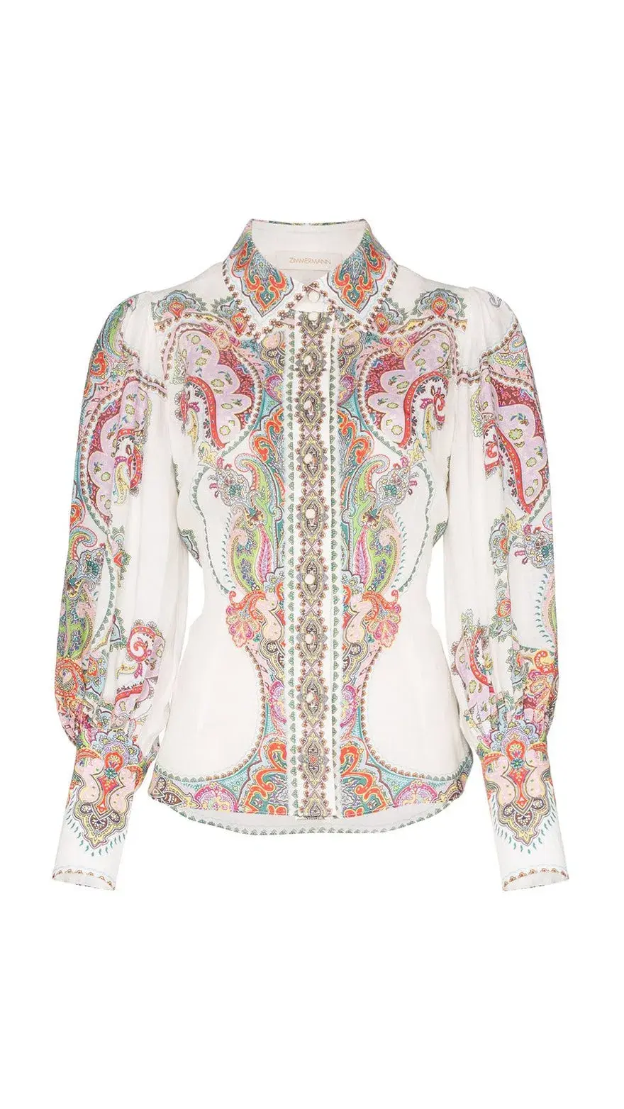 Zimmermann Ninety-Six Filigree Shirt in Lennon Paisley Size 1 for rent on The Volte - main image