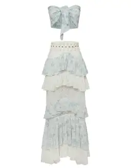 Ixiah the Label Outlaw Beaded Skirt and Bandeau Set Blue Size 8