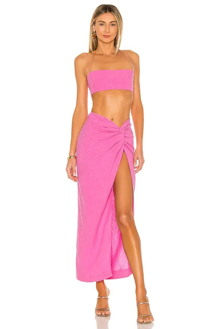 Natalie Rolt Kaia Skirt and Kylie Crop Set Pink Size 8 for rent on The Volte - main image