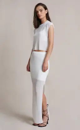 Bec & Bridge Moon Light Knit Tee and Skirt Set White Size 8 for rent on The Volte - image 2