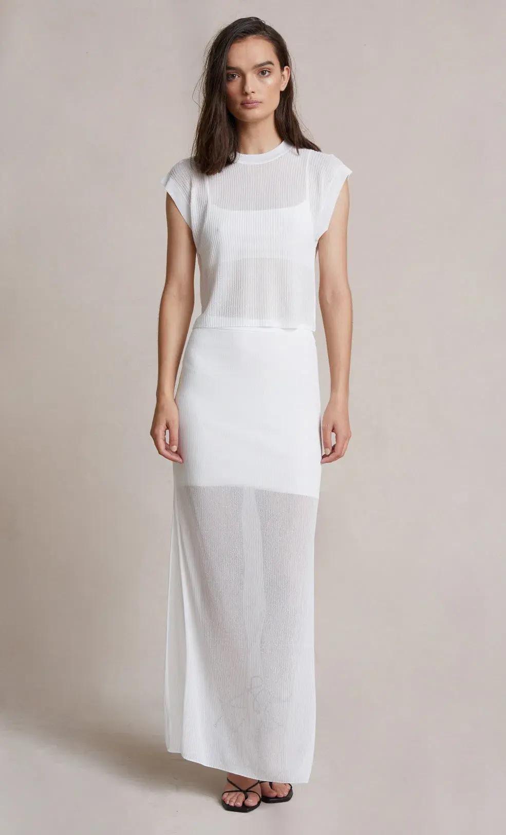 Bec & Bridge Moon Light Knit Tee and Skirt Set White Size 8 for rent on The Volte - main image