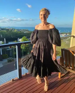 Aje Cherished Midi Dress Black Size 10 for rent on The Volte - image 1