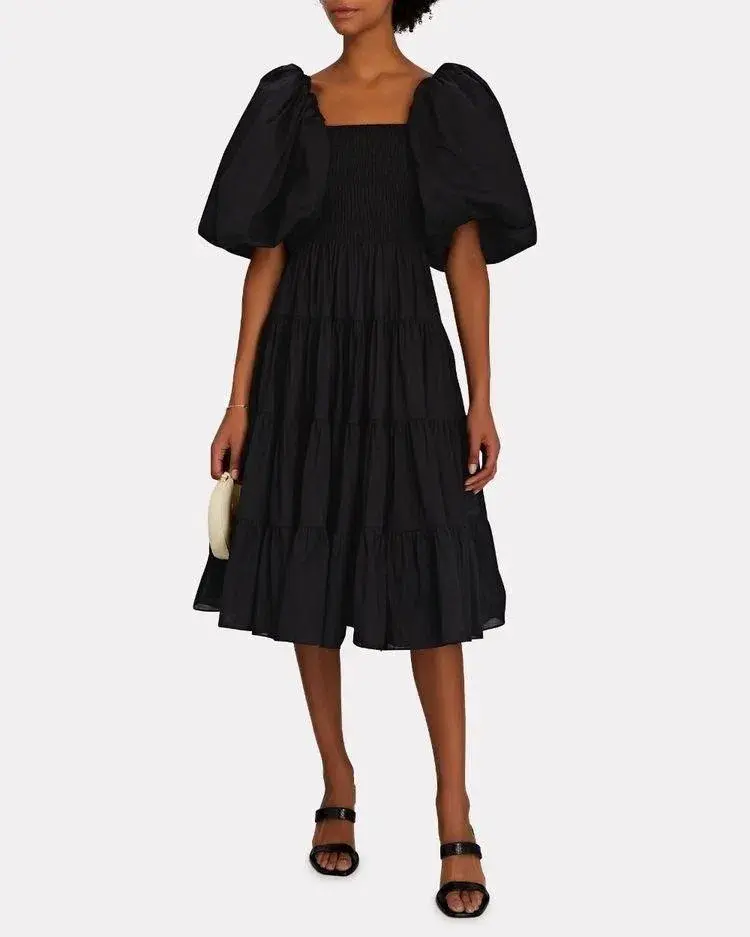 Aje Cherished Midi Dress Black Size 10 for rent on The Volte - main image
