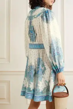 Zimmermann Bells Paisley Short Dress Blue Paisley Size 3 / Au 14 for rent on The Volte - image 2