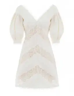 Zimmermann Painted Heart Chevron Mini Dress White Size 2/10 for rent on The Volte - image 5