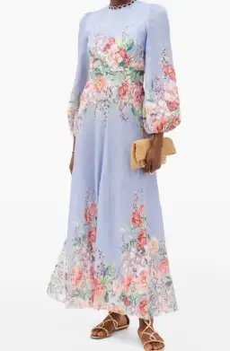 Zimmermann Beltitude Floral Long Dress Cornflower Blue Size 3/Au 14 for rent on The Volte - image 1