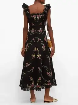 Zimmerman Black Allia Floral Cross Stitch Maxi Dress Size 3 / 14 for rent on The Volte - image 2