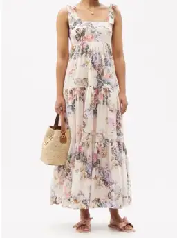 Zimmermann Brighton Tie Shoulder Antique Floral Dress Size 3 for rent on The Volte - image 1