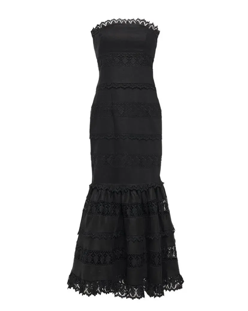 Zimmermann Black Strapless Wayfarer Panelled Dress Size 3 for rent on The Volte - main image