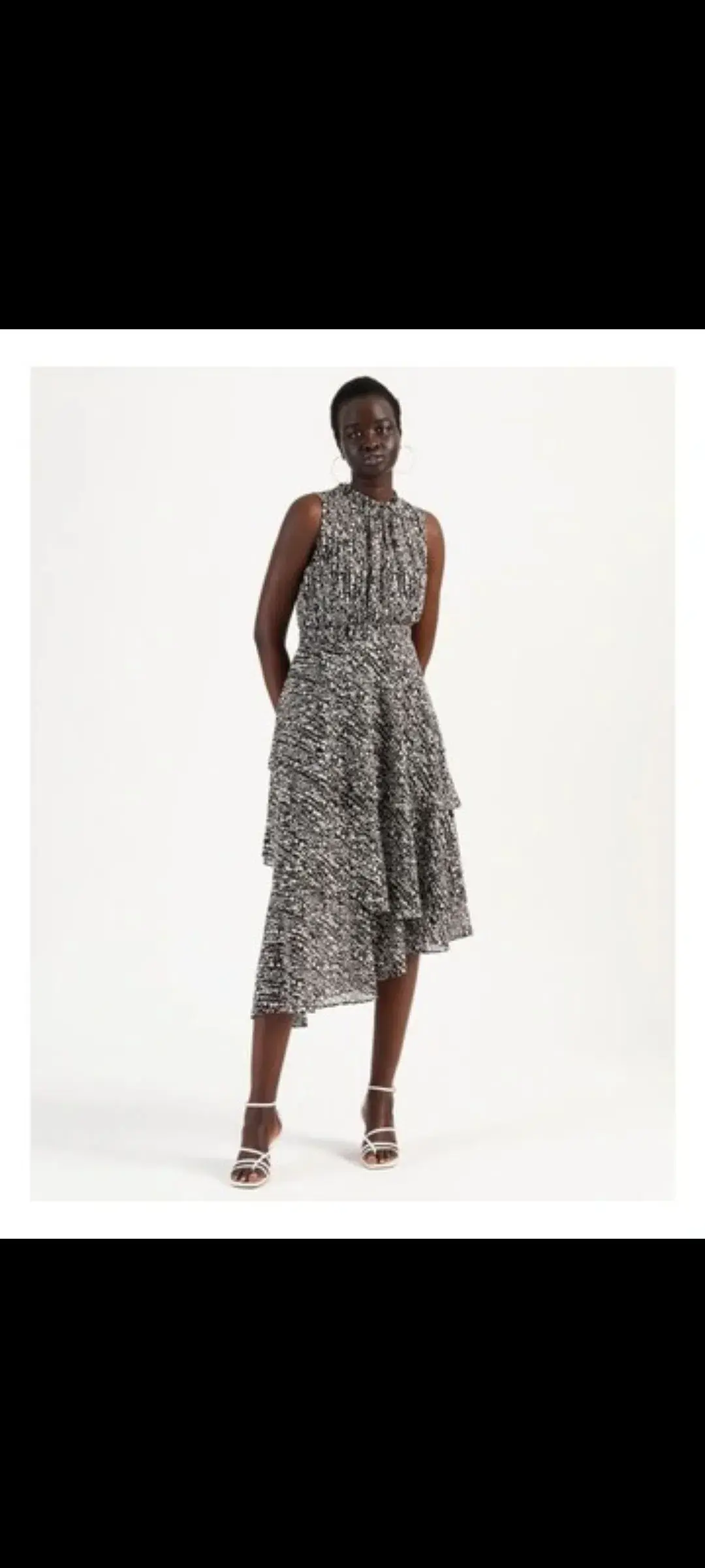 Wayne Cooper Tiered Frill Midi Ggt Dress Droplets Print for rent on The Volte - main image