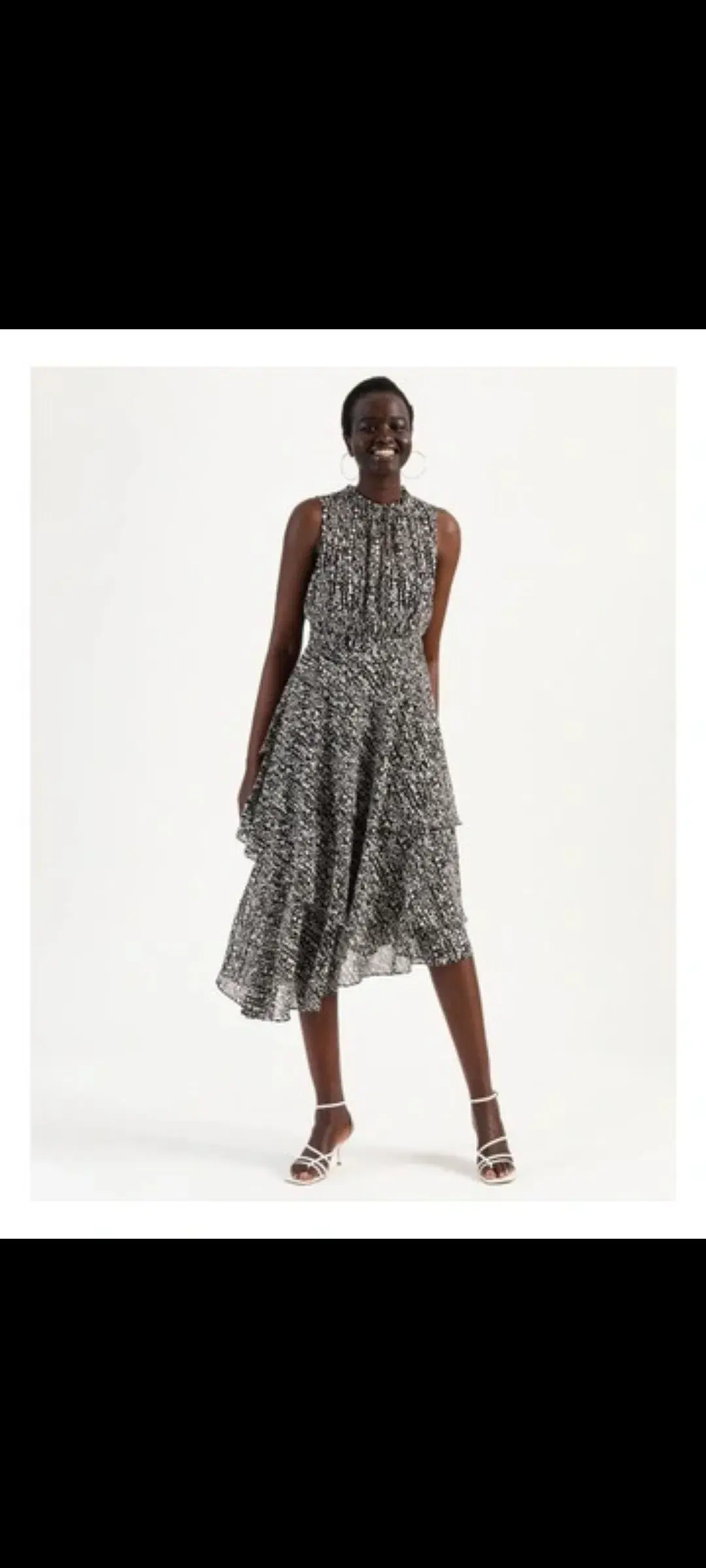 Wayne Cooper Tiered Frill Midi Ggt Dress Droplets Print for rent on The Volte - main image