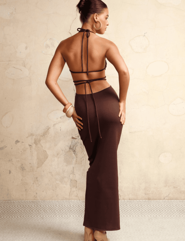 Arcina Ori Kaiya Knit Dress Chocolate Brown Size S for rent on The Volte - main image