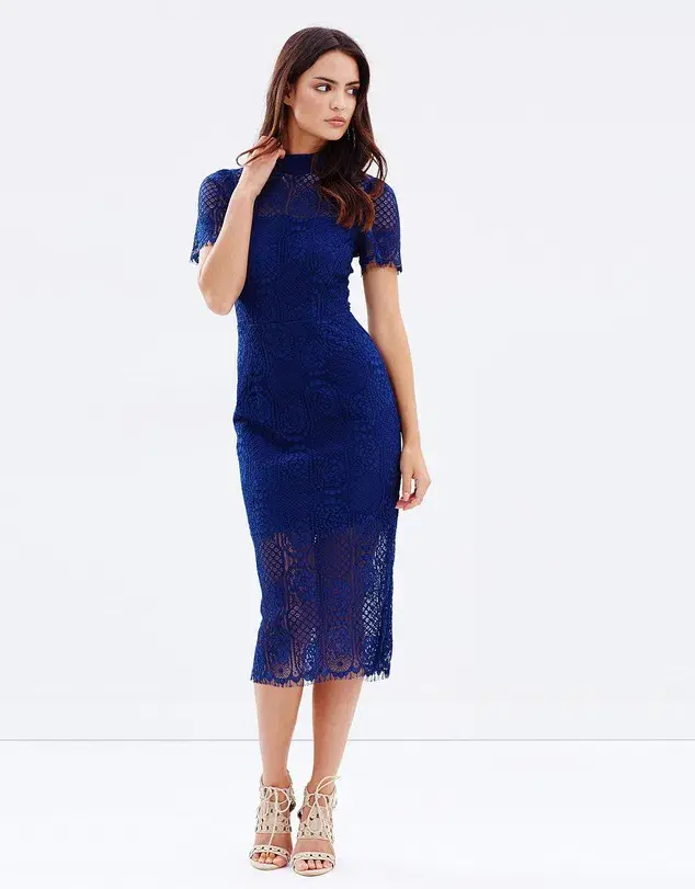 Mossman Making The Connection Midi Dress Blue Size 10 for rent on The Volte - main image