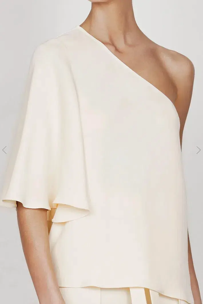 Shona Joy Lautner One Shoulder Top and Palazzo Pants Set Cream Size 8 for rent on The Volte - main image