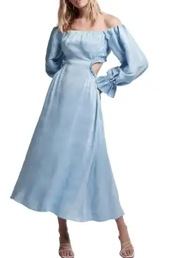 Aje Overture Blouson Midi Dress Ciel Blue Size 8 for rent on The Volte - image 1