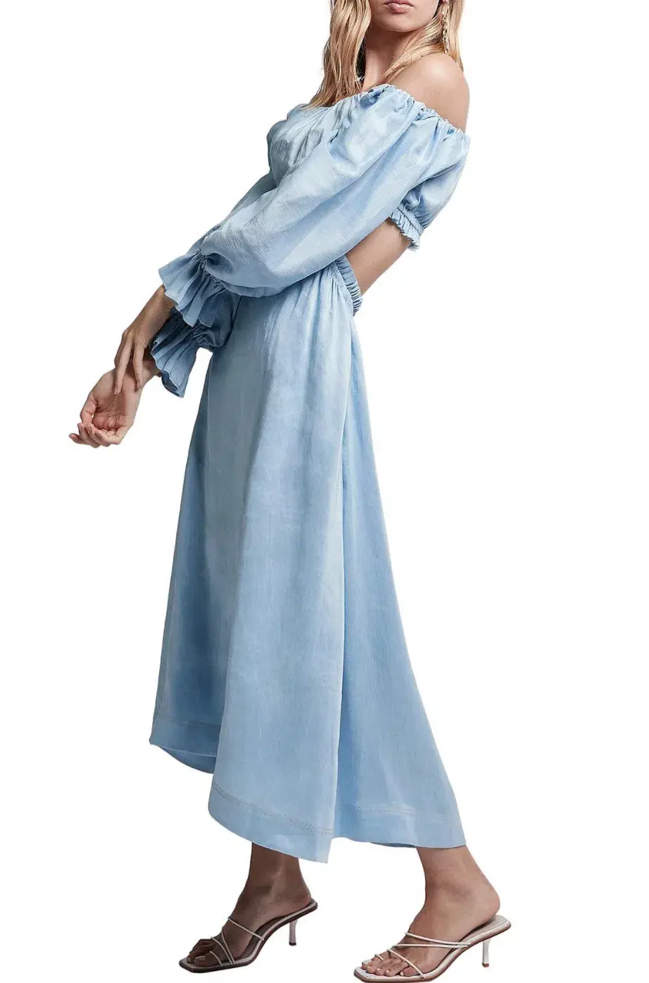 Aje Overture Blouson Midi Dress Ciel Blue Size 8 for rent on The Volte - main image