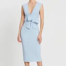 Shona Joy Lucy Plunged Midi Dress Blue