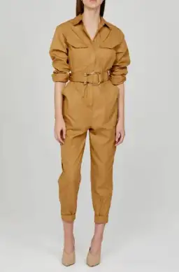 Acler Battan Boiler Jumpsuit Brown Size 6 for rent on The Volte - image 1